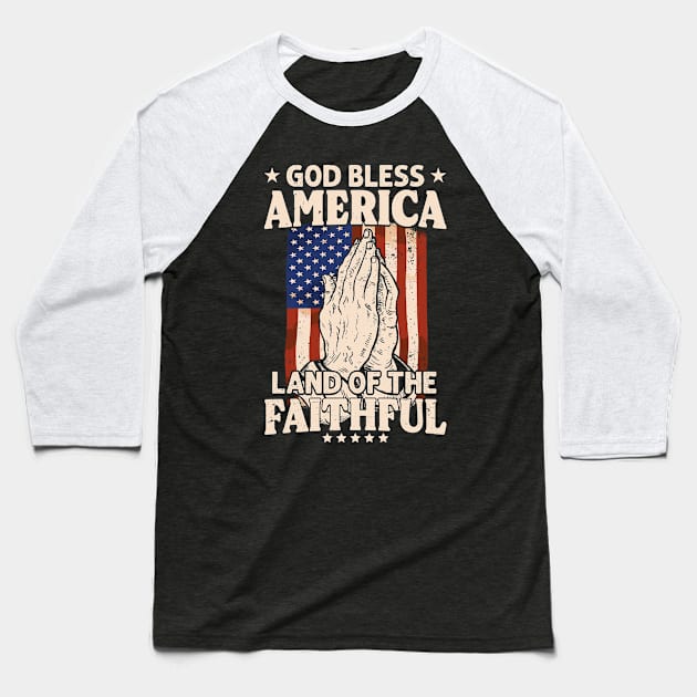 God Bless America Jesus American Flag Patriot Christian Baseball T-Shirt by Toeffishirts